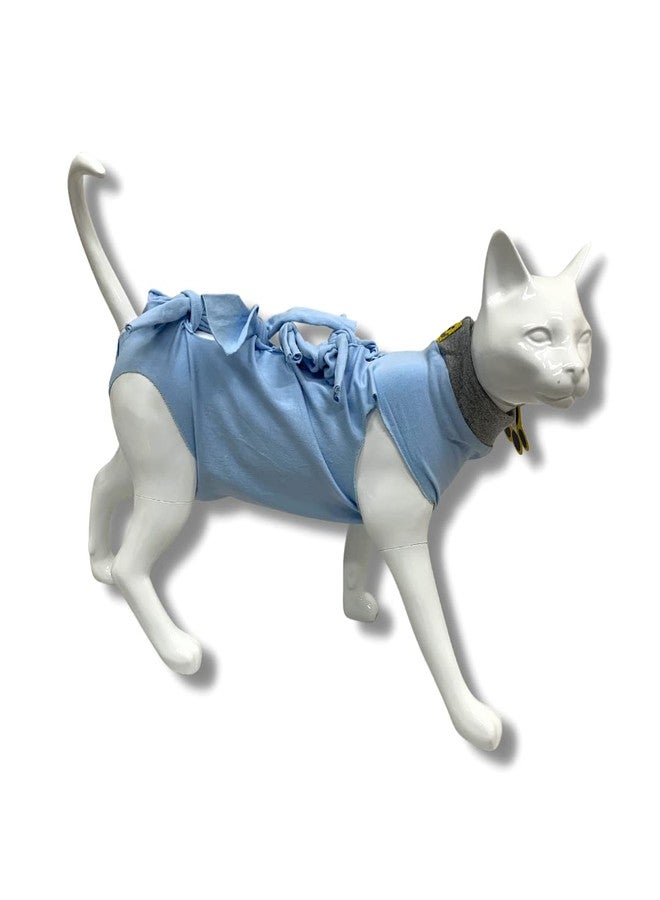 A+a Pets' Soft & Breathable Cat Post Surgery Recovery Suit (Grey, Medium) - Image 1